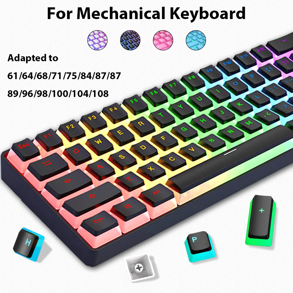 Gaming Accessories Aesthetic - 129 toetsen Pudding Keycaps PBT Double